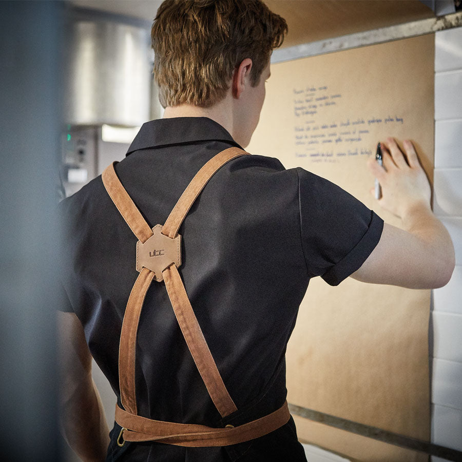 Tablier Bavette Billy En Toile Brute Avec Sangles Croisées