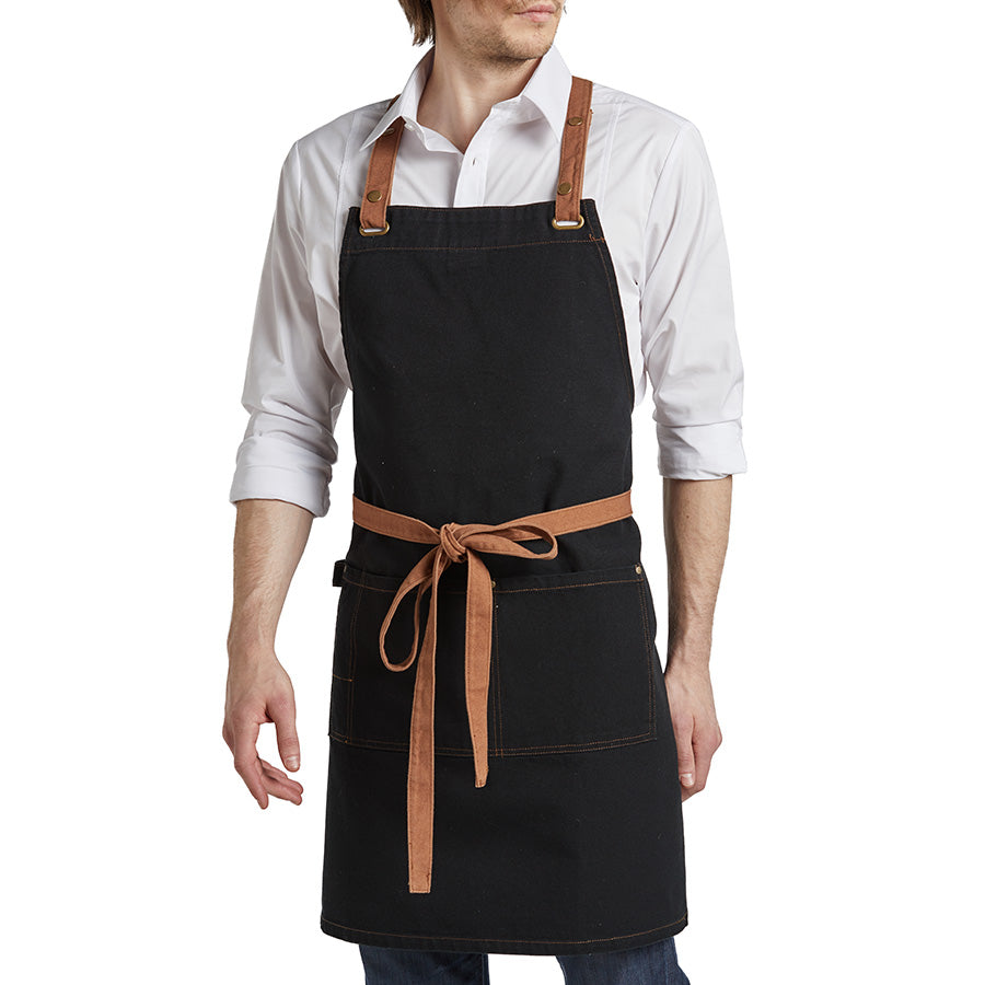 Tablier Bavette Billy En Toile Brute Avec Sangles Croisées