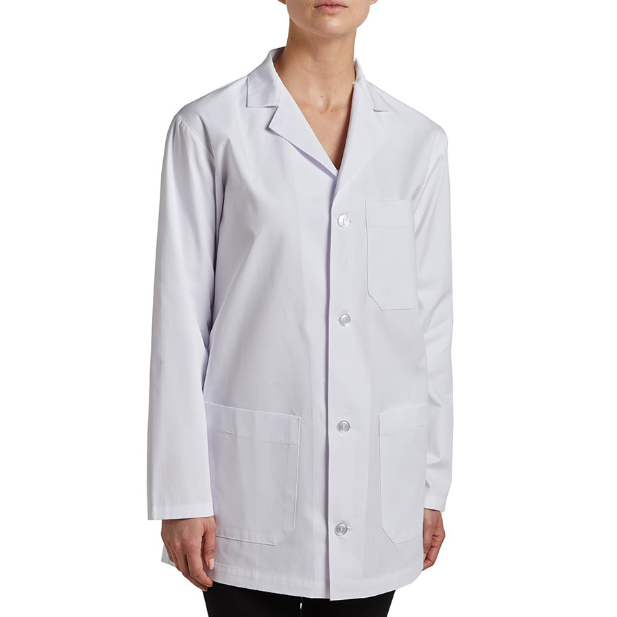 Unisex Short Plastic Buttons Lab Coat