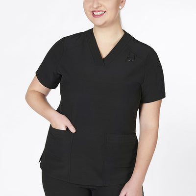 Womens Four-Way Stretch V-Neck Scrub Top Mobb