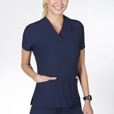 Womens Four-Way Stretch V-Neck Scrub Top Mobb